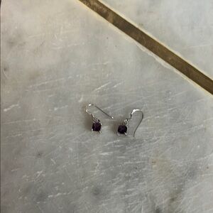 Elegant Silver and Purple Drop Earrings